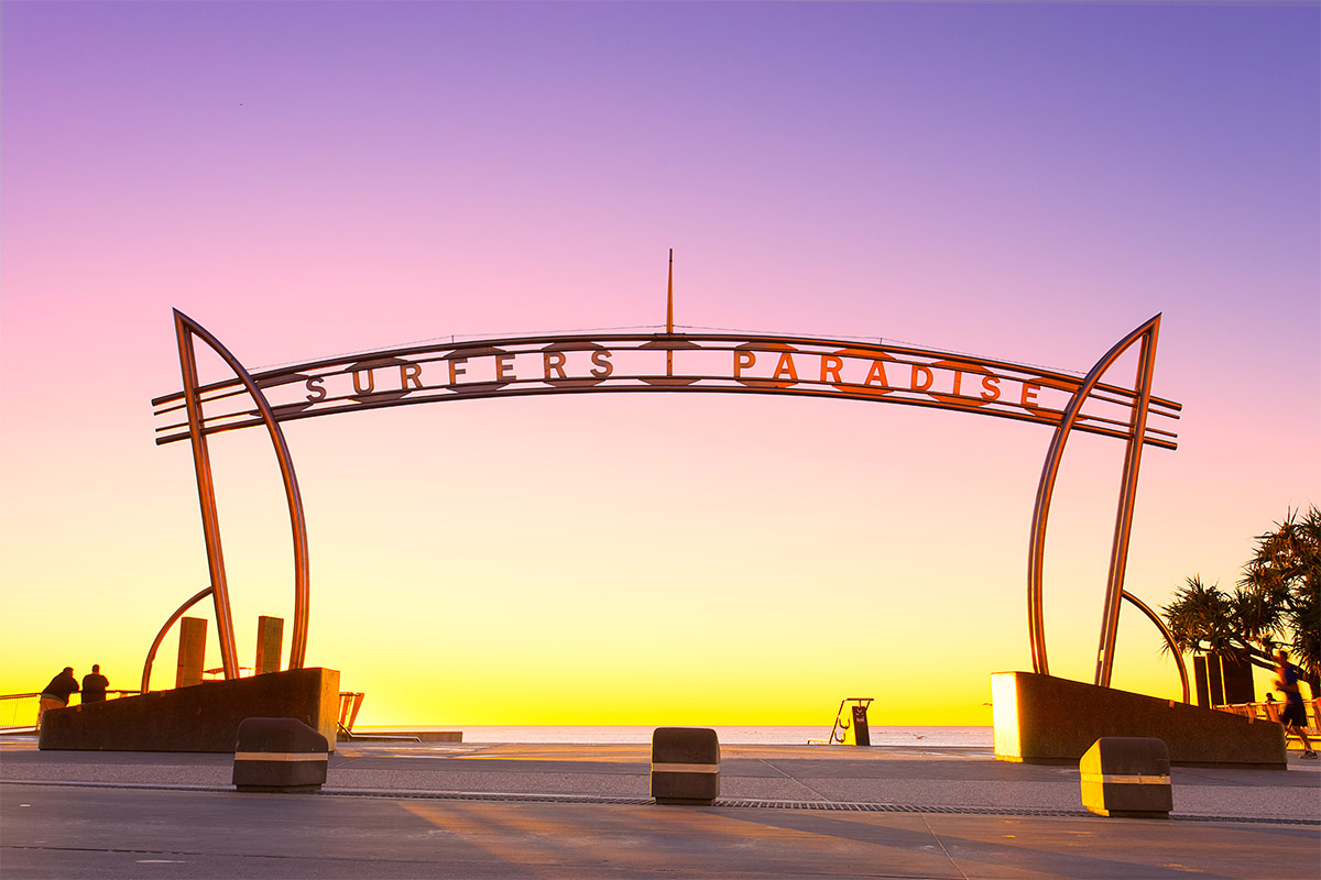 Surfers Paradise Beachfront Stainless Steel Sign